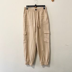 Zara beige cargo pants joggers tan cream